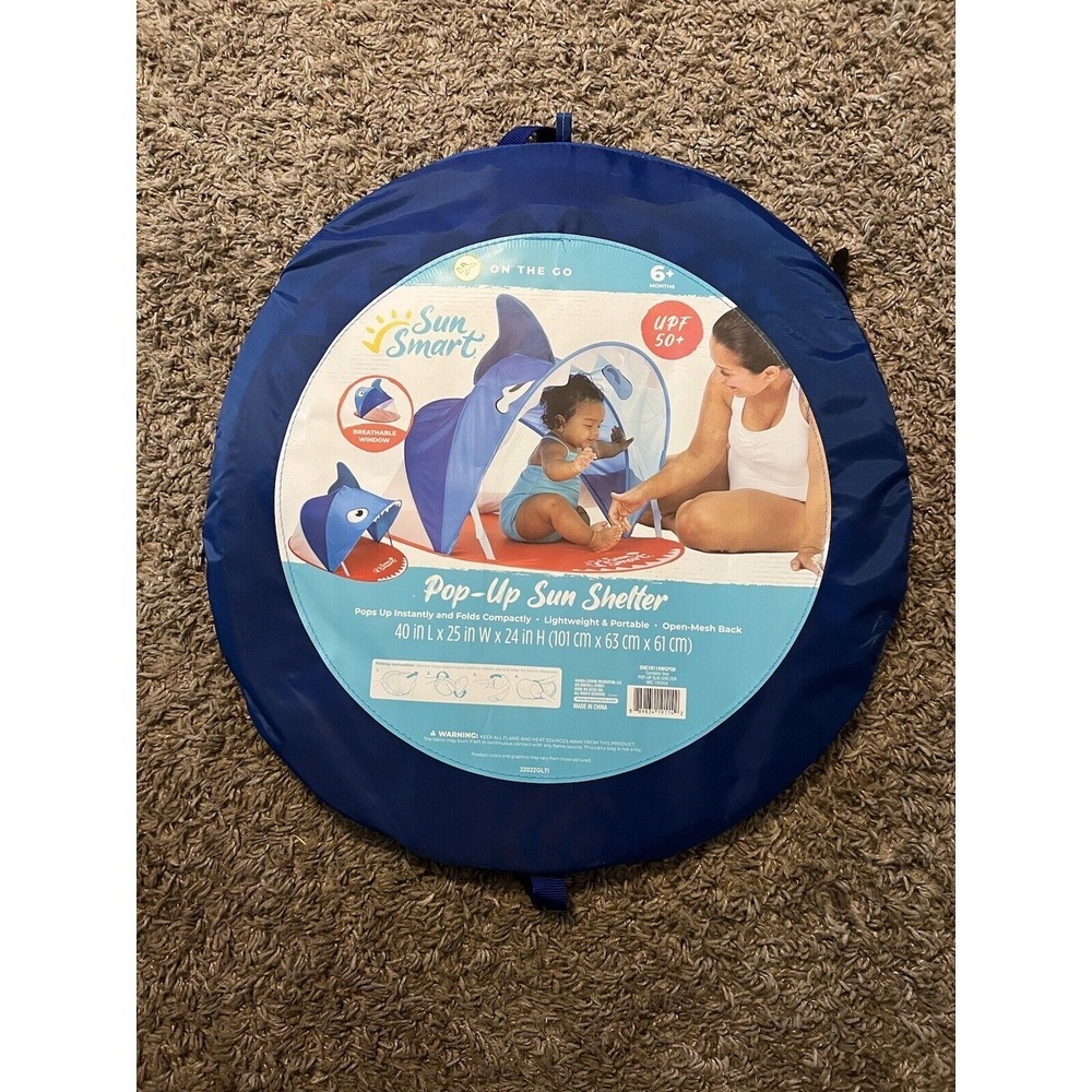 Sun Smart On The Go Pop Up Sun Shelter Shark for 6+ Months UPF 50+‎ New